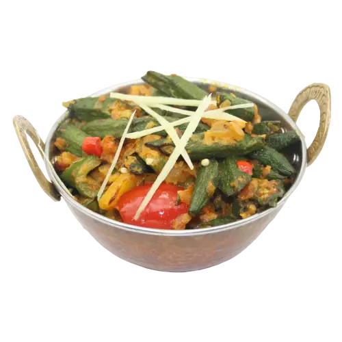 Fresh okra cooked with aromatic spices